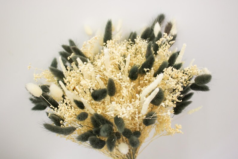 Monochrome Dried Flower Bouquet | Black & Cream Bunny Tail Arrangement