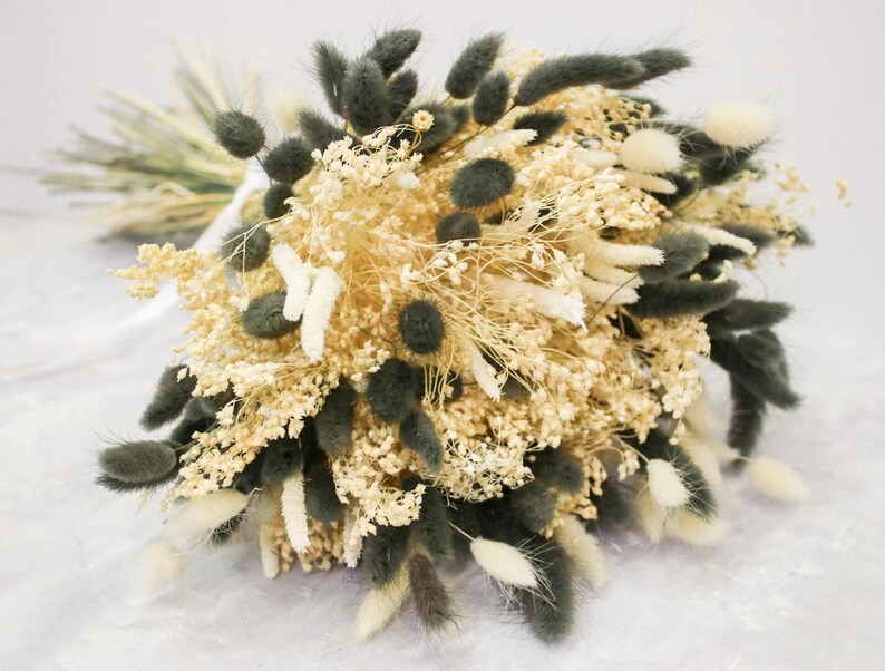 Monochrome Dried Flower Bouquet | Black & Cream Bunny Tail Arrangement