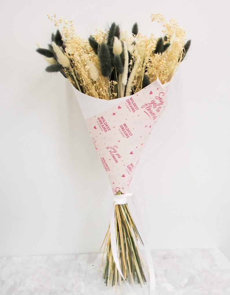 Monochrome Dried Flower Bouquet | Black & Cream Bunny Tail Arrangement