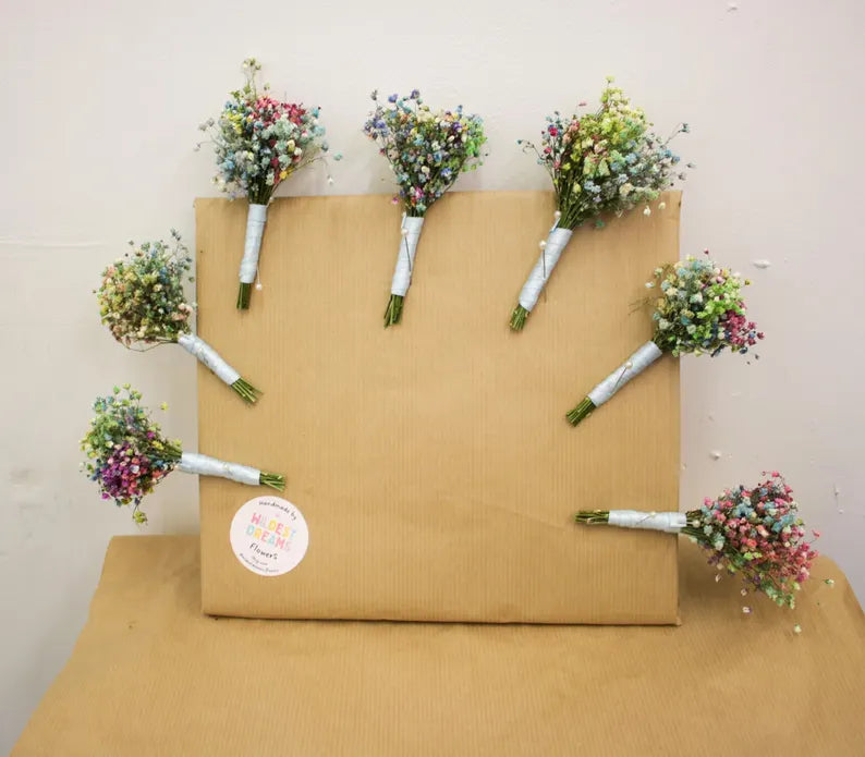 Rainbow Dried Gypsophila Wedding Bouquet