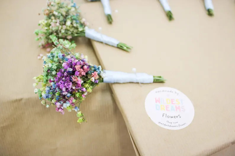 Rainbow Dried Gypsophila Wedding Bouquet
